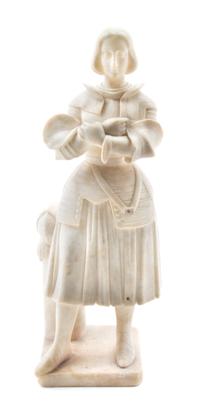 A Continental Alabaster Figure Height 23 1/2 inches.