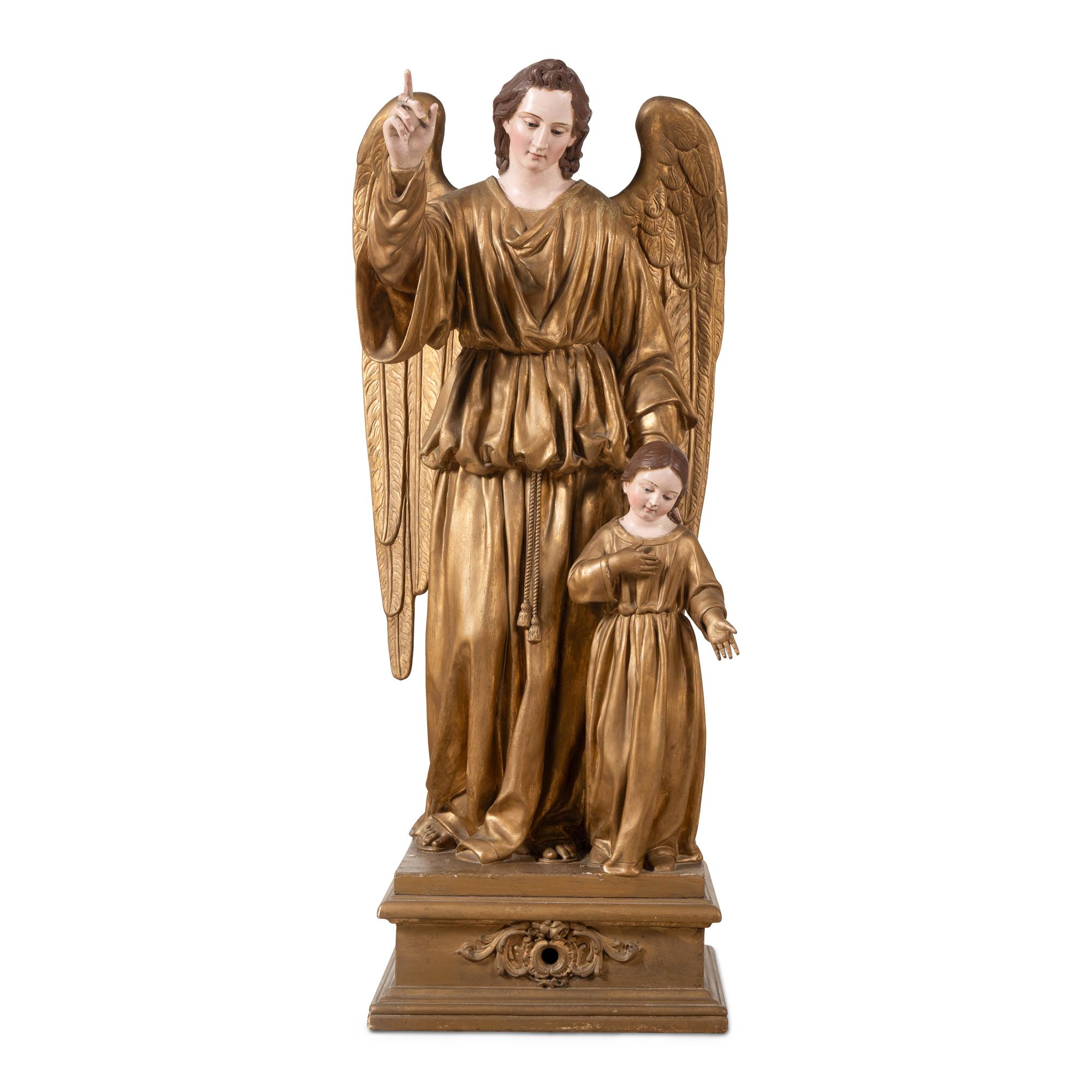 A French Giltwood and Composition Angel Group