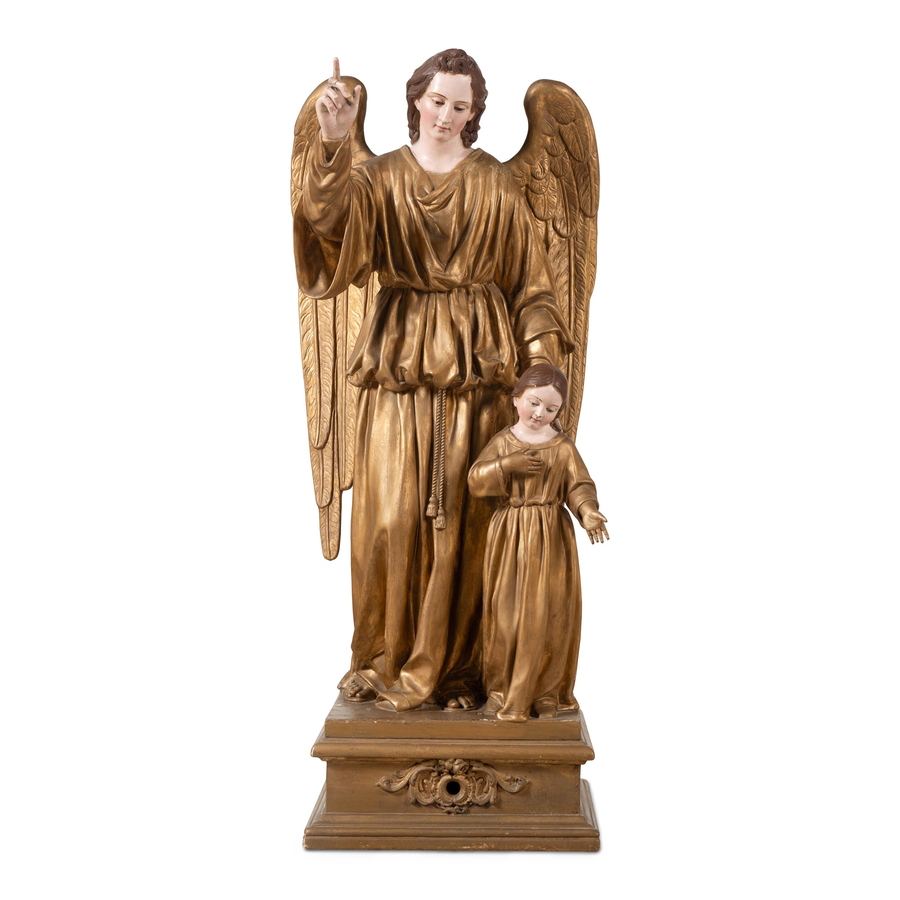 A French Giltwood and Composition Angel Group