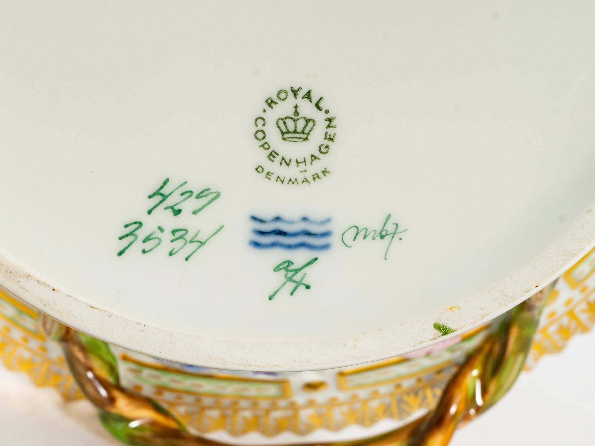 A Royal Copenhagen Flora Danica Reticulated Fruit Basket