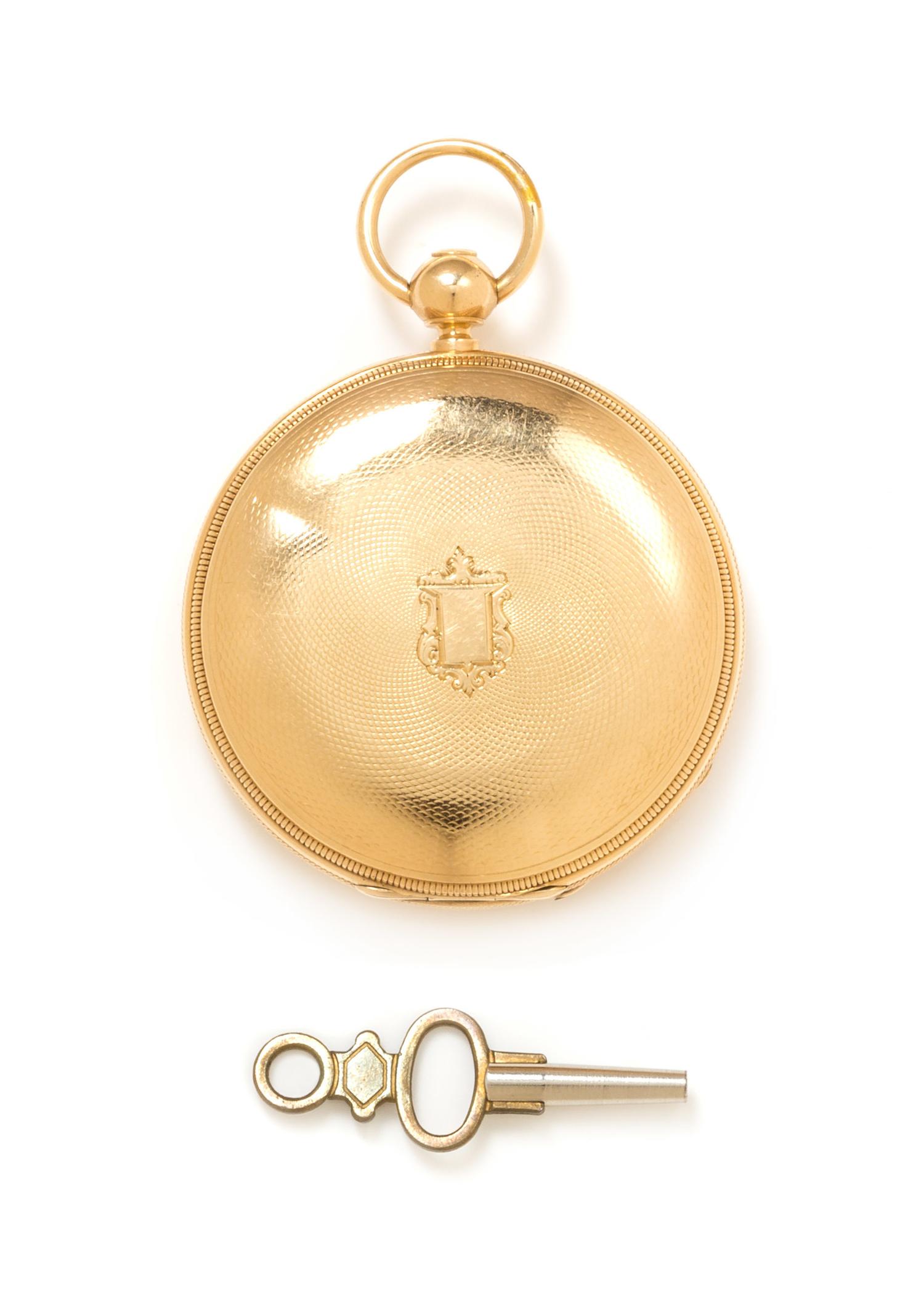 A Yellow Gold Hunter Case Pocket Watch, Waltham, Circa 1869, 43.40 dwts.