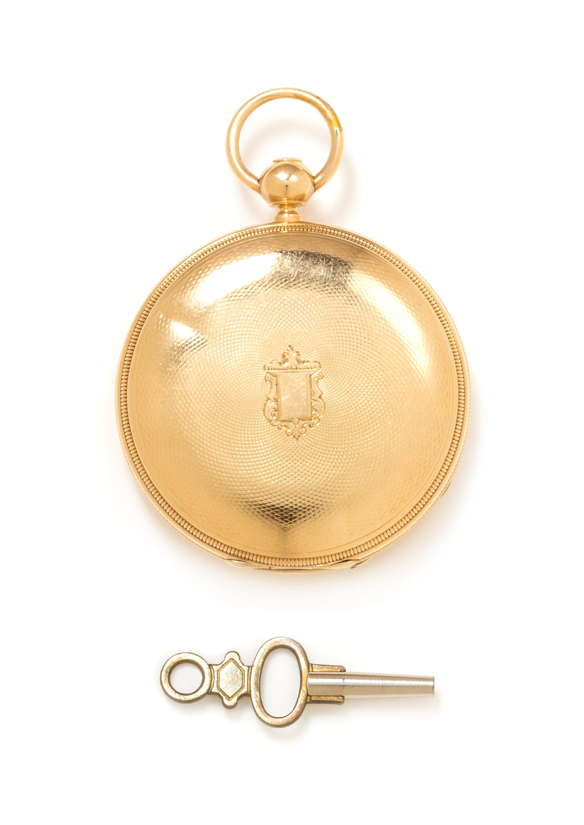 A Yellow Gold Hunter Case Pocket Watch, Waltham, Circa 1869, 43.40 dwts.