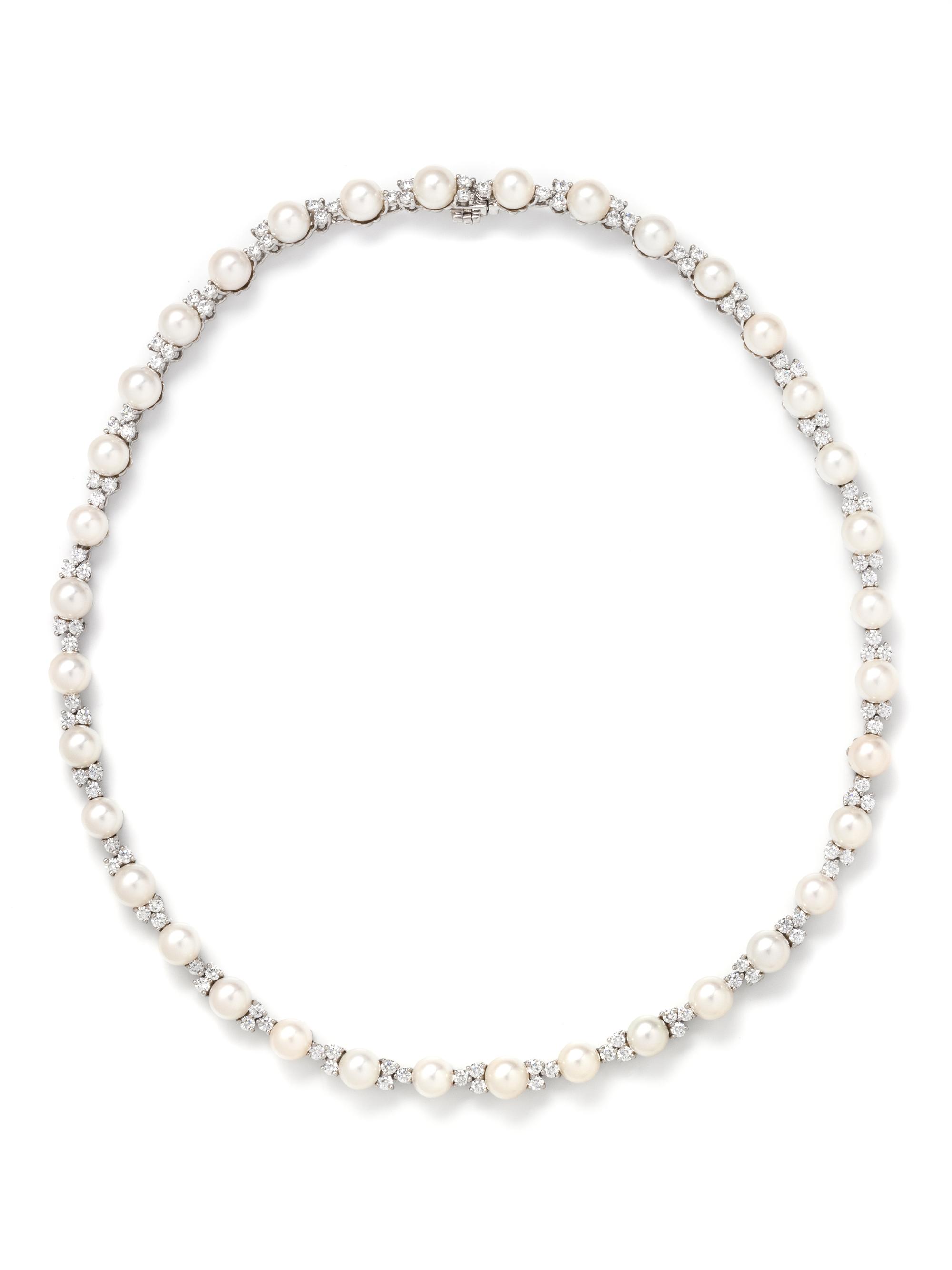 TIFFANY & CO., CULTURED PEARL AND DIAMOND 'ARIA' NECKLACE