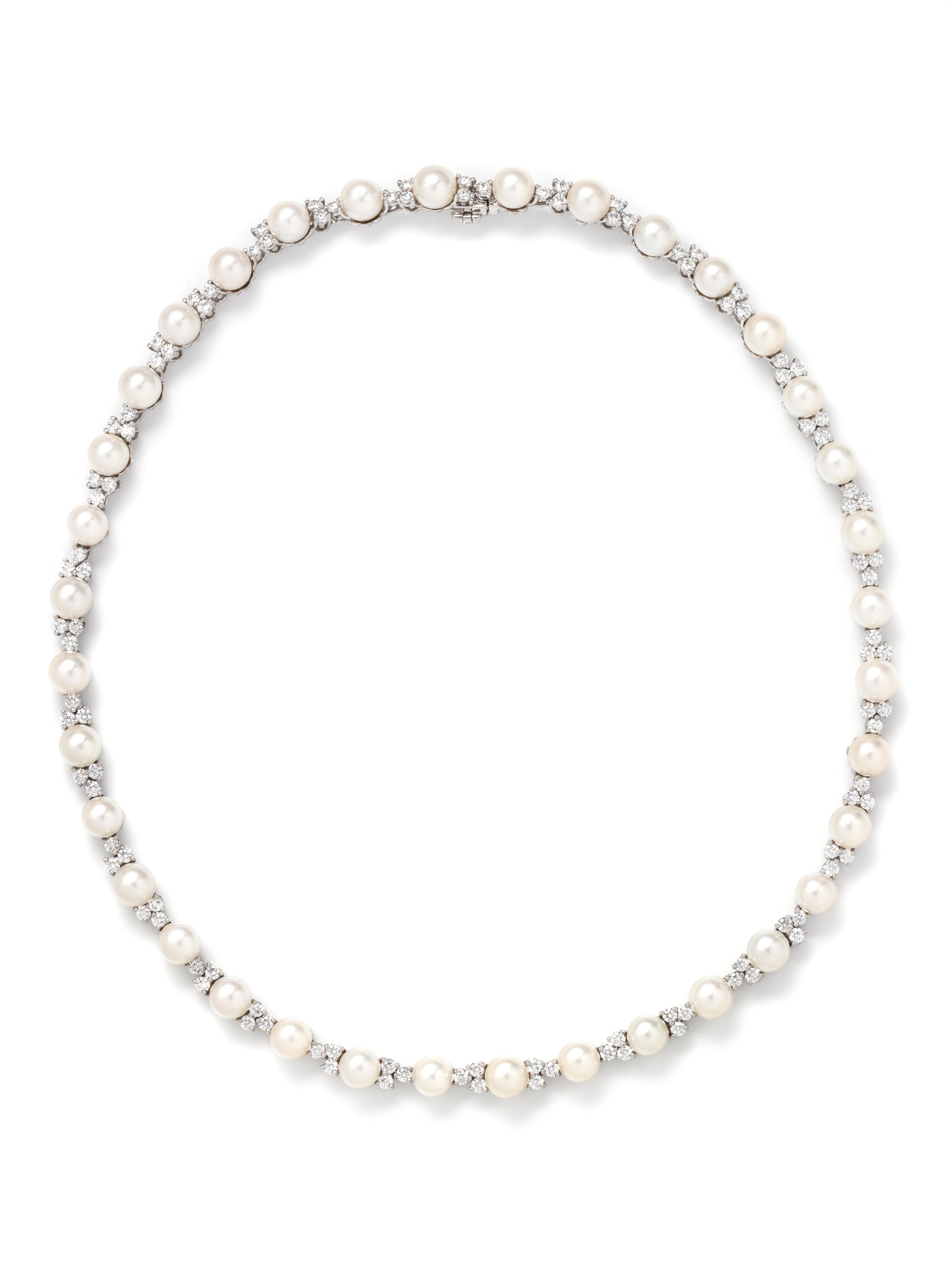 TIFFANY & CO., CULTURED PEARL AND DIAMOND 'ARIA' NECKLACE