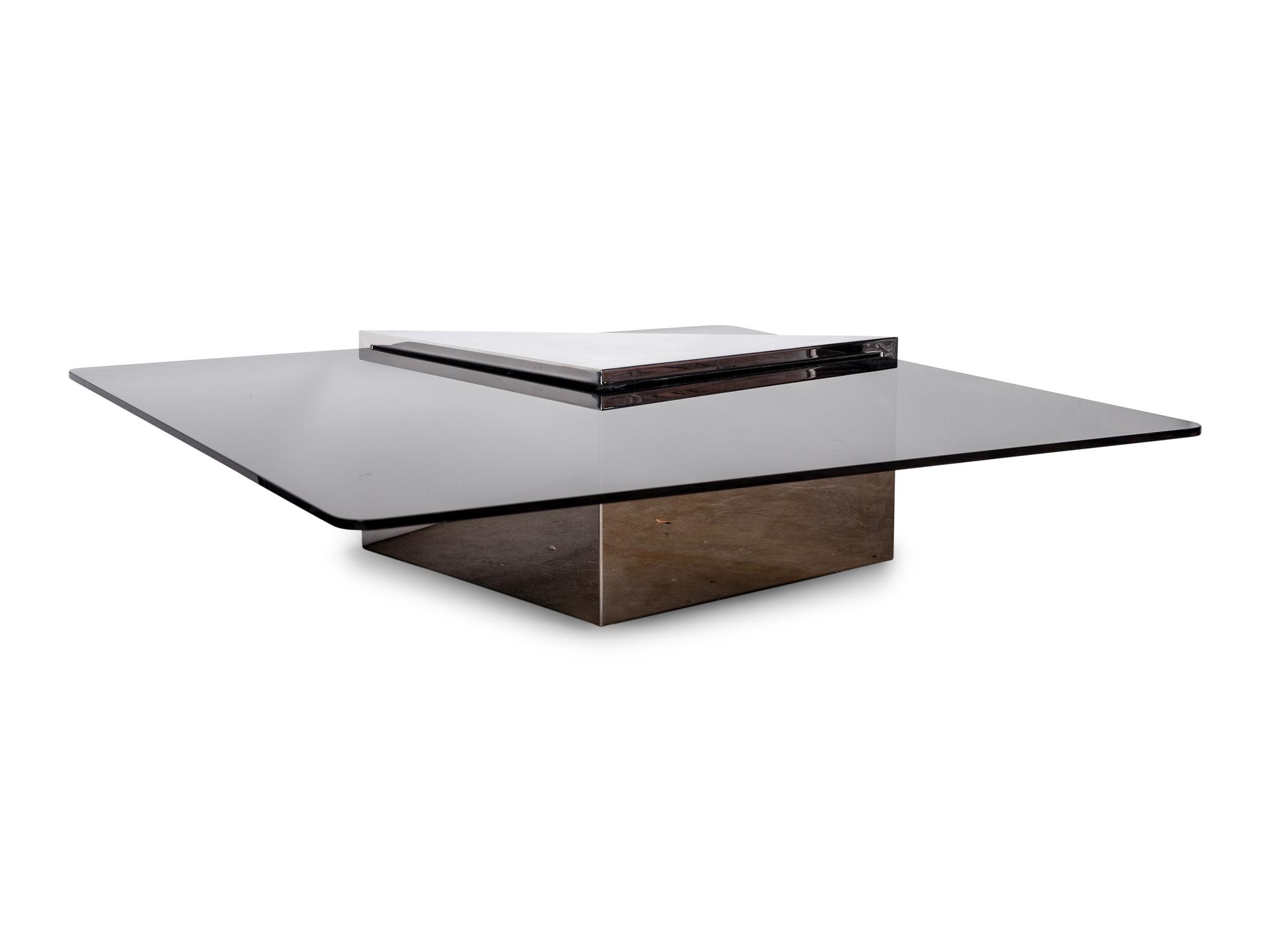 A Modern Cantilever Coffee Table in the Manner of Karl Springer and J. Wade Brueton