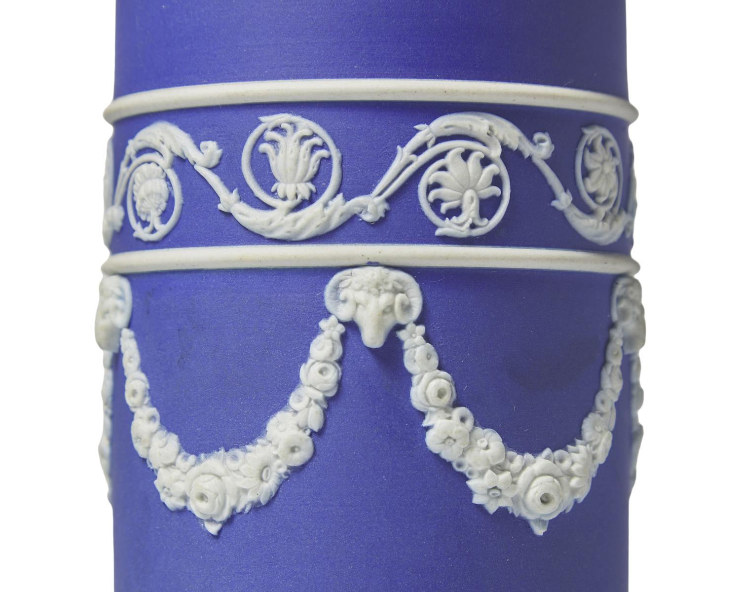 A Matched Pair of Wedgwood Three-Color Jasperware Cylindrical Vases