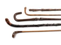 Five Carved Wood Walking Sticks