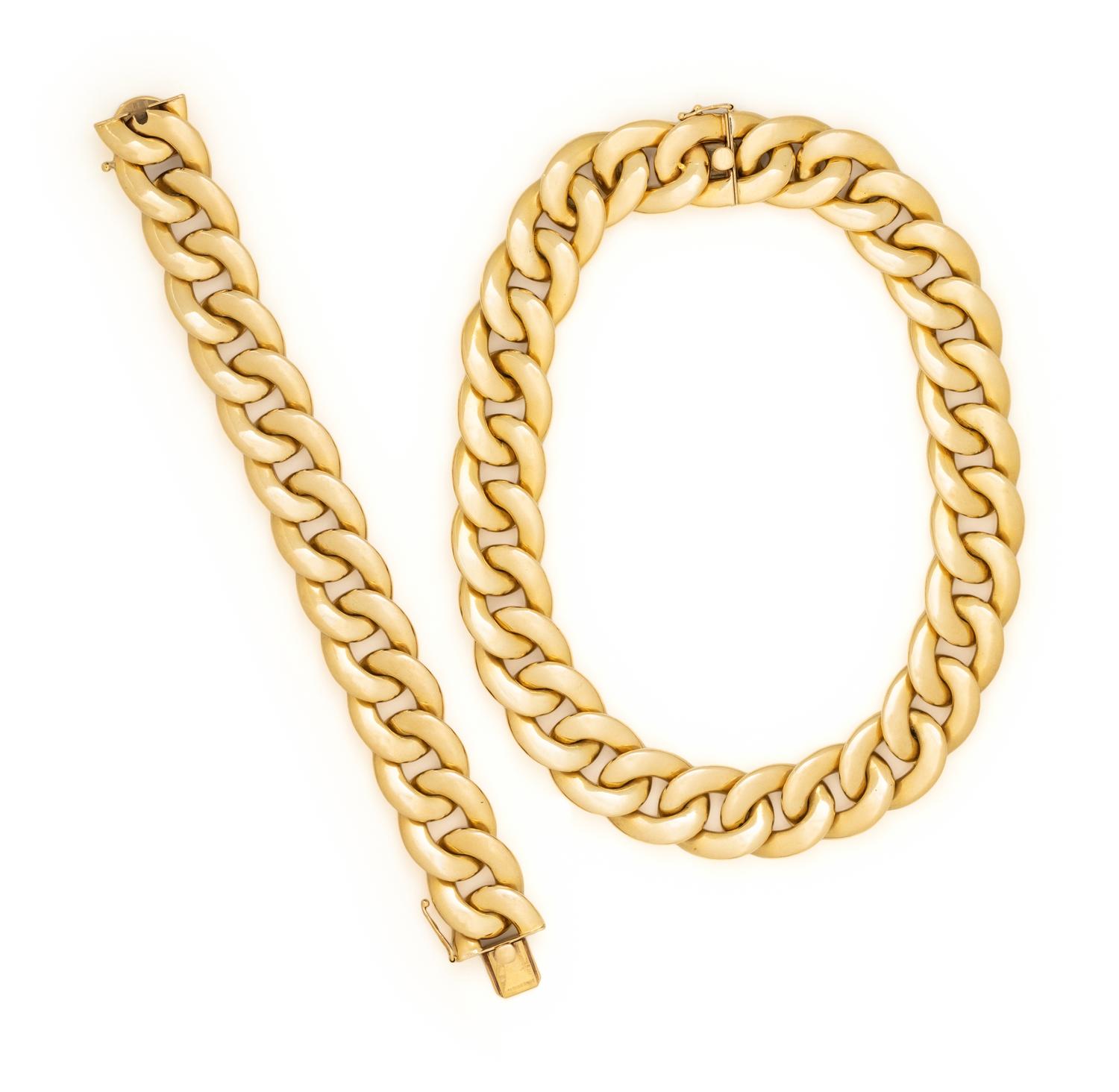 YELLOW GOLD CURB LINK CONVERTIBLE SET