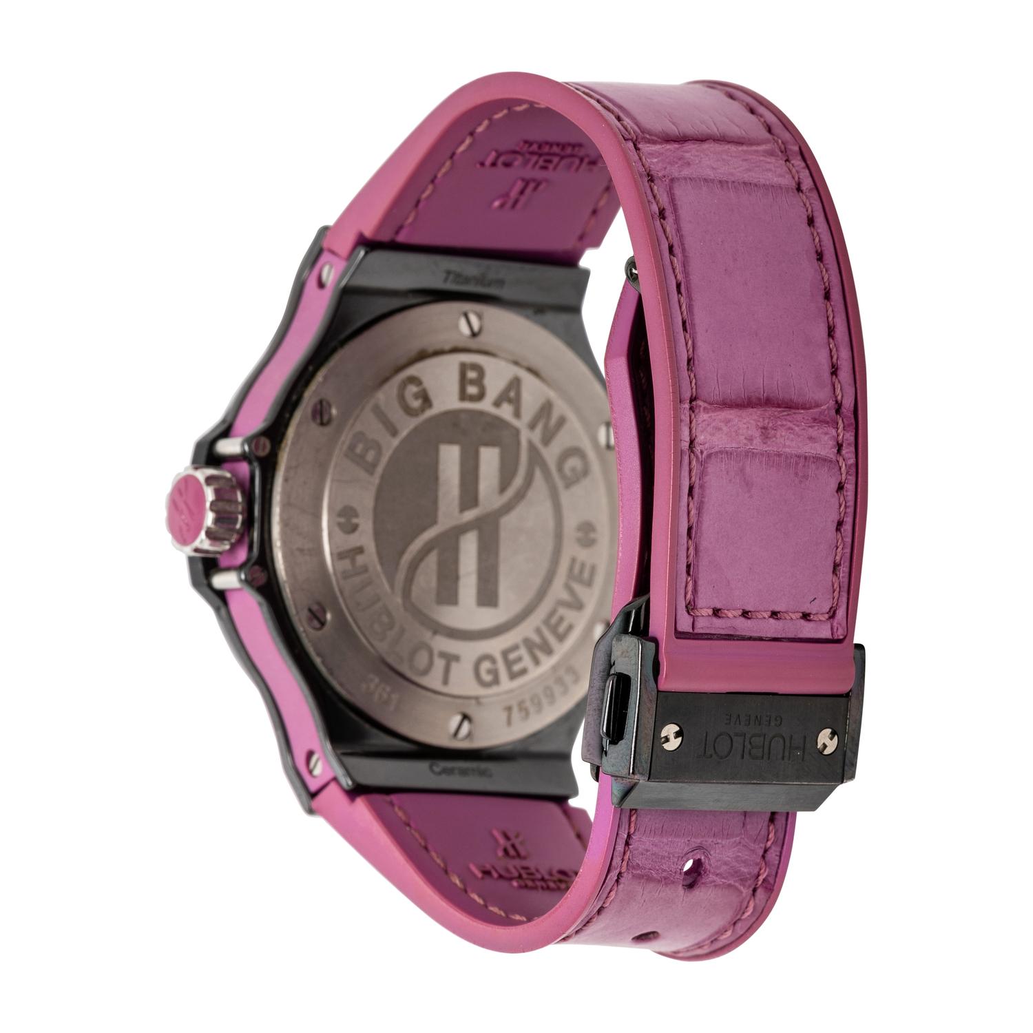 HUBLOT, 'BIG BANG TUTTI FRUTTI' CERAMIC WATCH WITH PINK SAPPHIRE BEZEL
