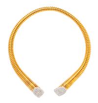 An 18 Karat Bicolor Gold and Diamond Tubogas Collar Necklace, Micheletto, 58.40 dwts.