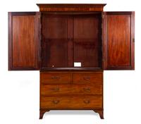 A George III Mahogany Linen Press Height 84 x width 51 x depth 23 3/4 inches. — 18TH/19TH CENTURY