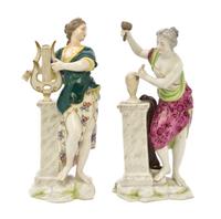A Pair of Porcelain Figures, likely Samson, Height of taller 8 1/2 inches.