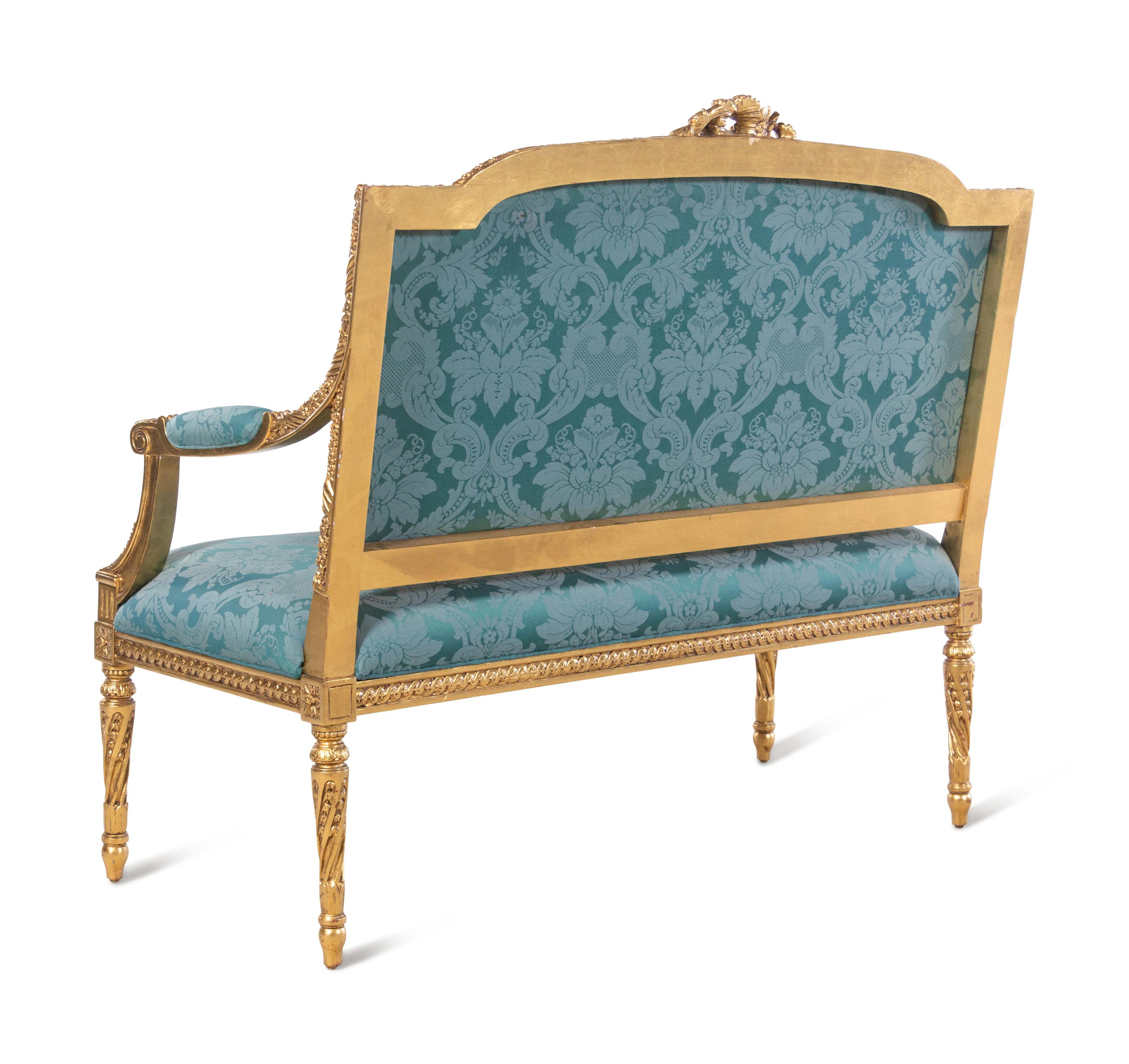 A Louis XVI Style Giltwood Settee