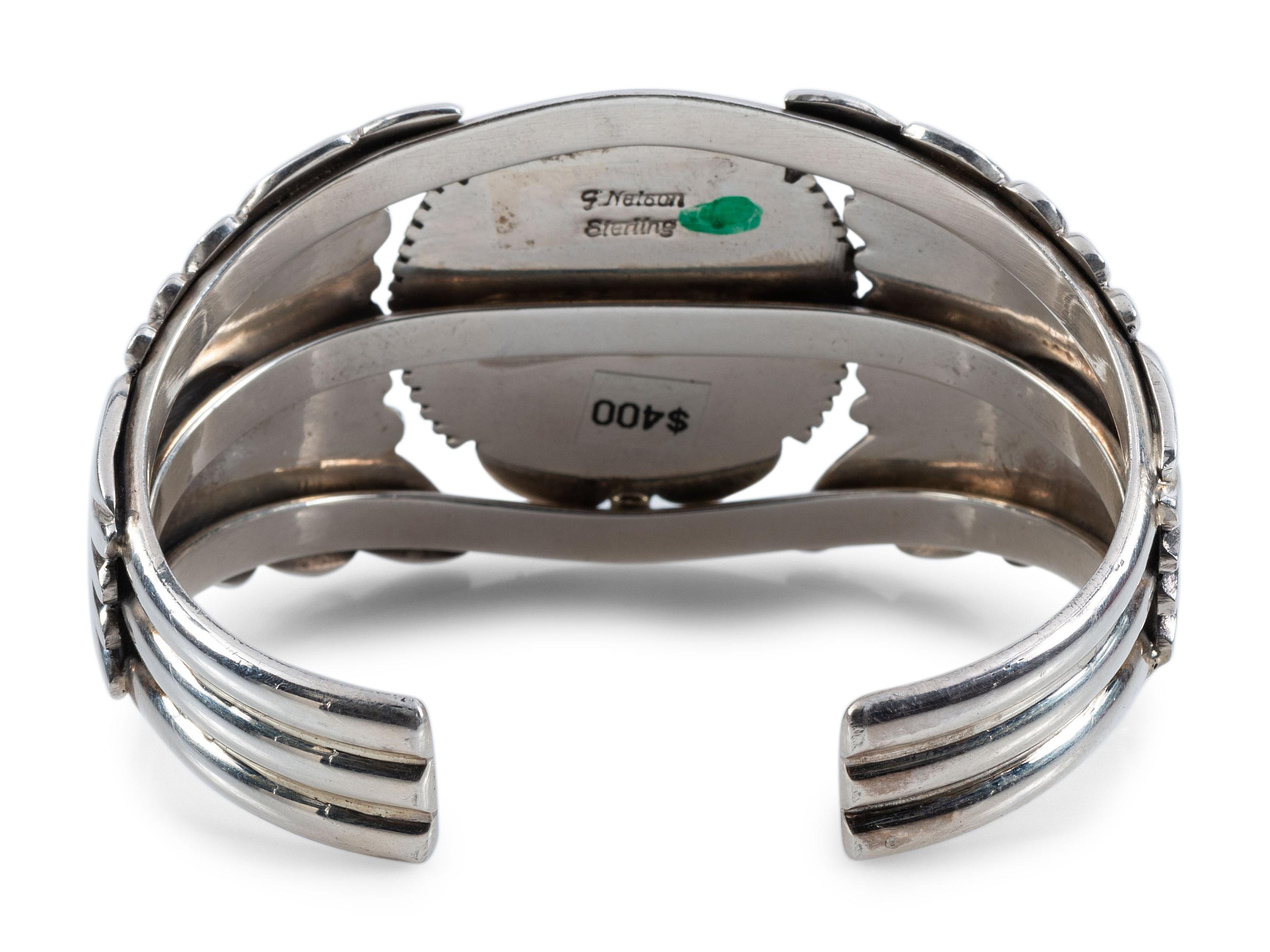 Navajo Sterling Silver and #8 Turquoise Cuff Bracelet