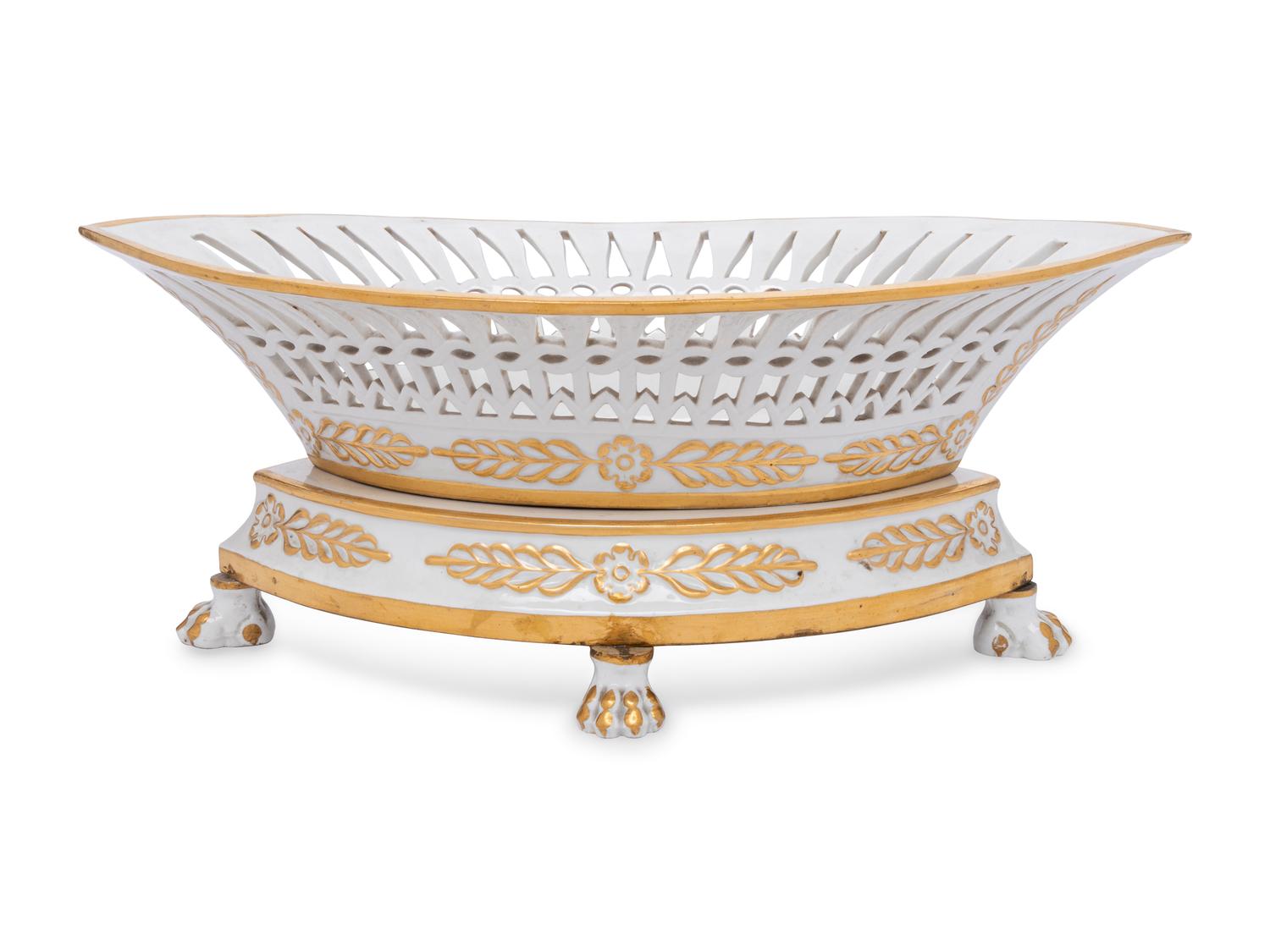 A Sèvres Style Porcelain Centerpiece Basket and Stand