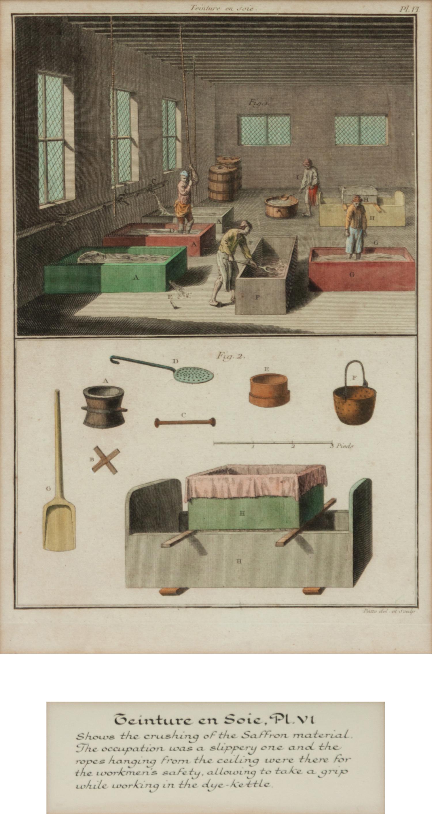 Three Color Engravings from a French Dyeing Manual