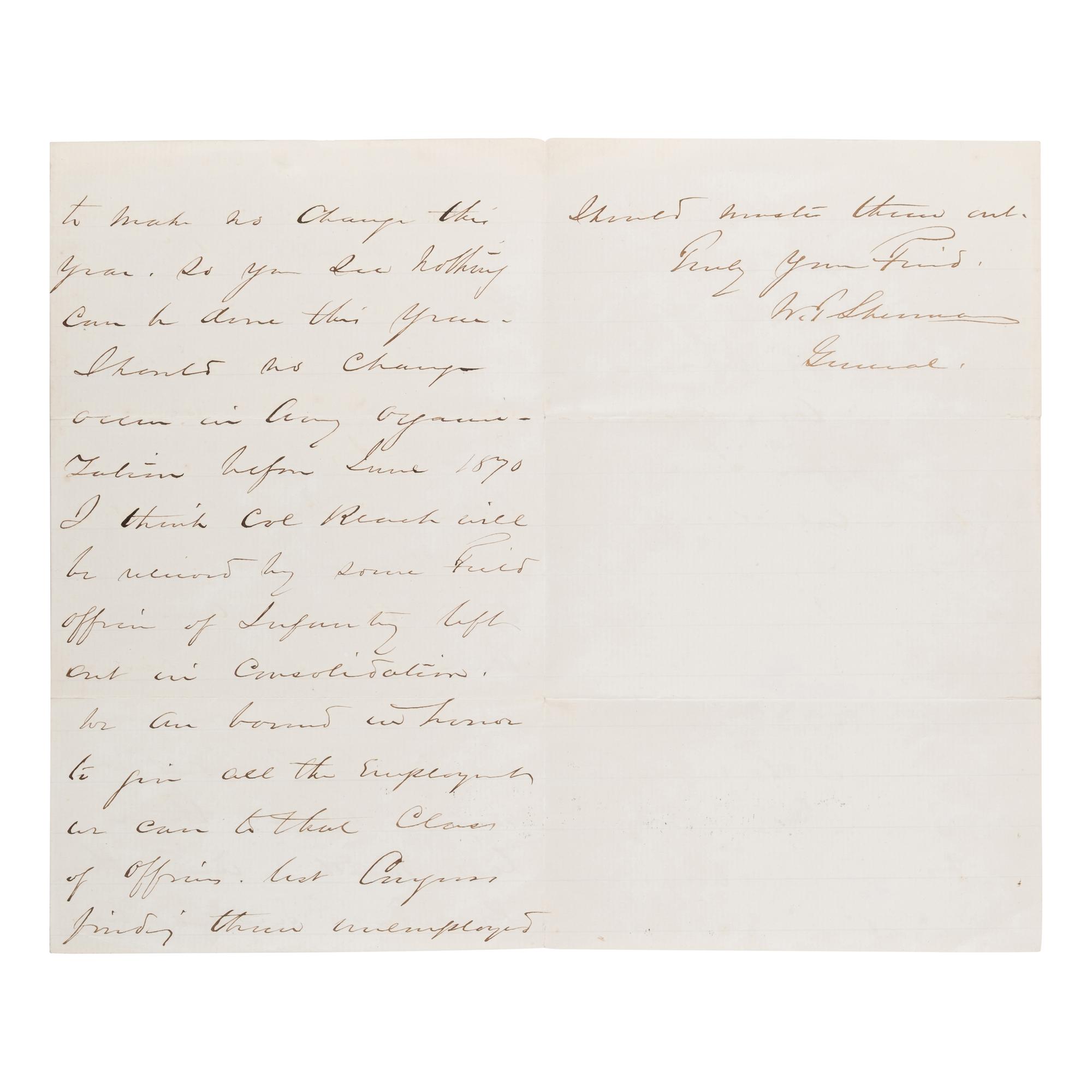 [Custer, George Armstrong, Gen. (1839-1876)]. A pair of letters from Generals Sheridan and Sherman to Custer, regarding his attempt to secure a transfer to West Point, comprising: