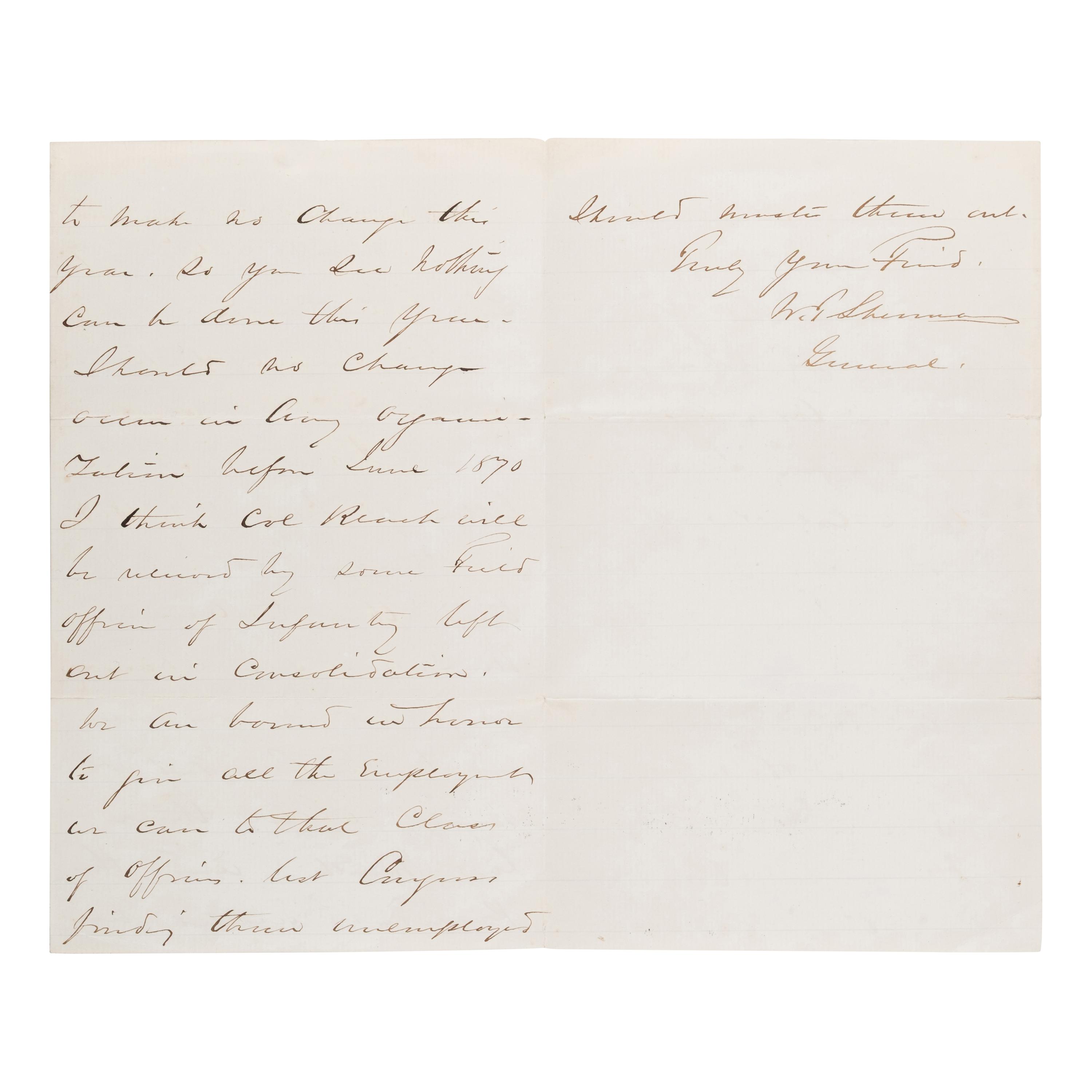 [Custer, George Armstrong, Gen. (1839-1876)]. A pair of letters from Generals Sheridan and Sherman to Custer, regarding his attempt to secure a transfer to West Point, comprising:
