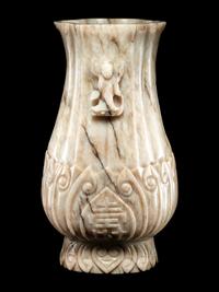 A Chicken Bone Jade 'Lotus' Vase