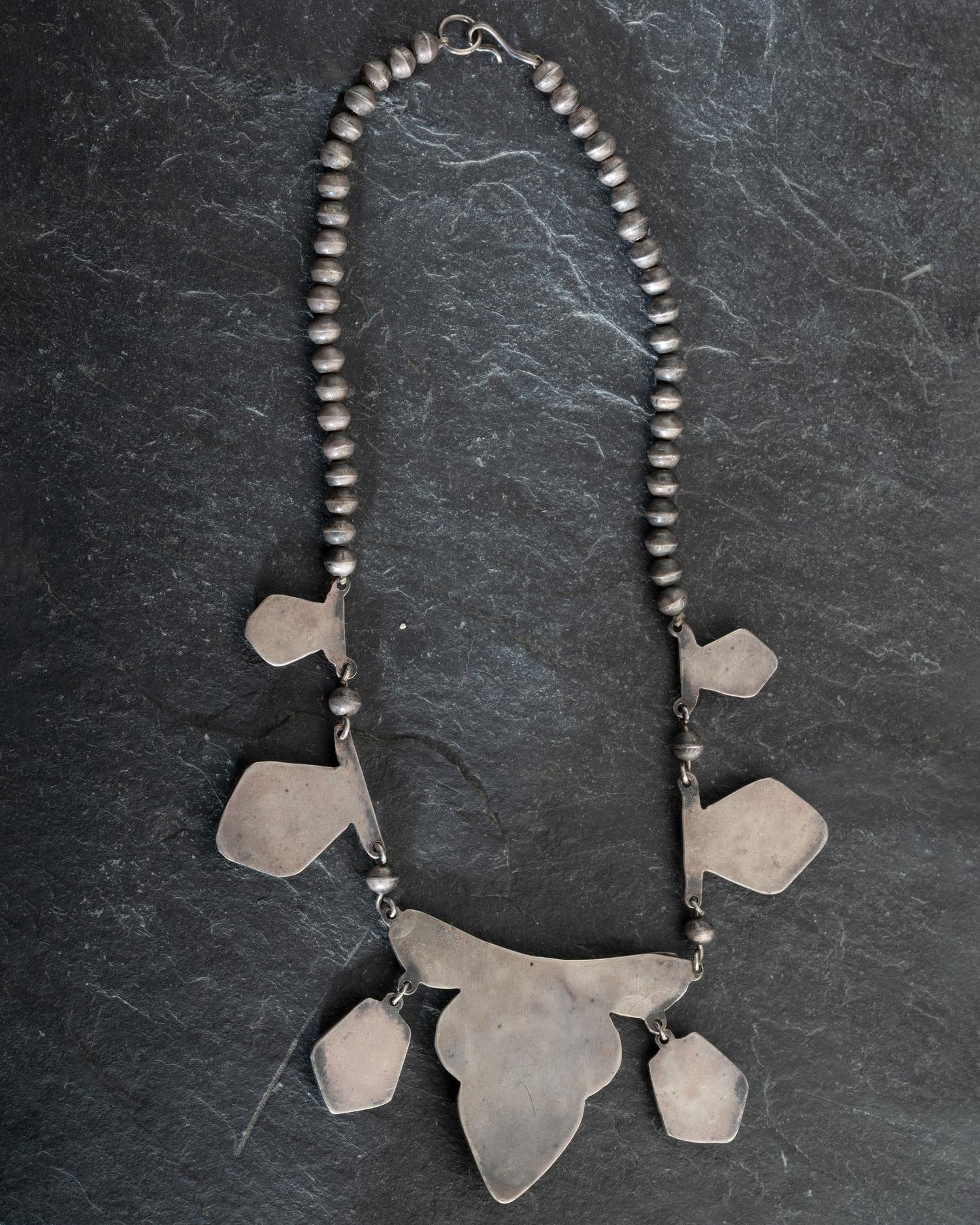 Navajo Silver and Blue Gem Turquoise Necklace