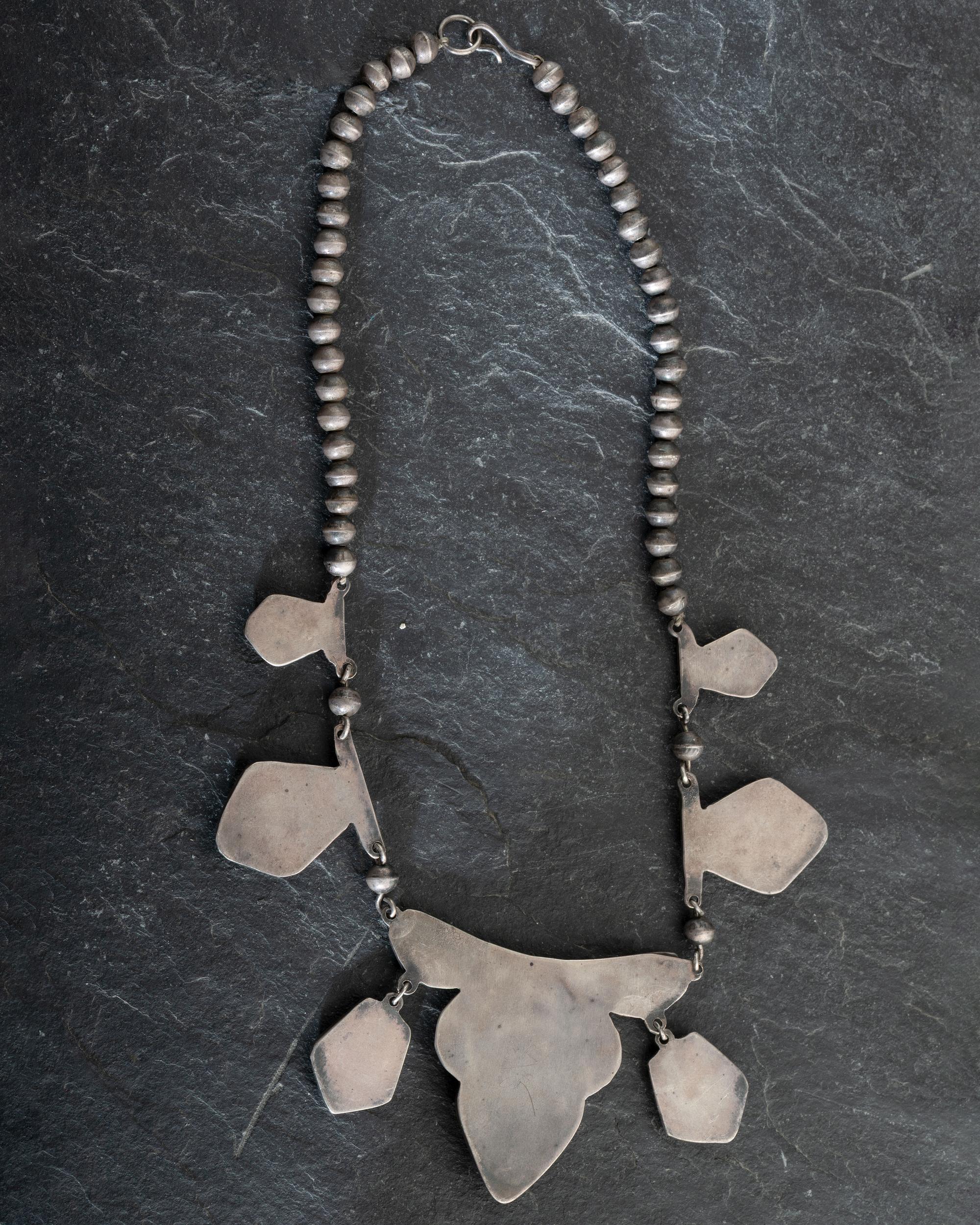 Navajo Silver and Blue Gem Turquoise Necklace