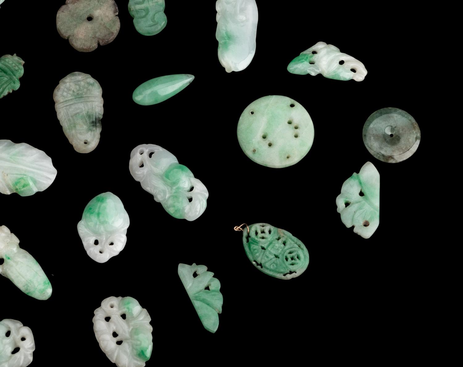 A Group of Chinese Jadeite Jewelry Pieces