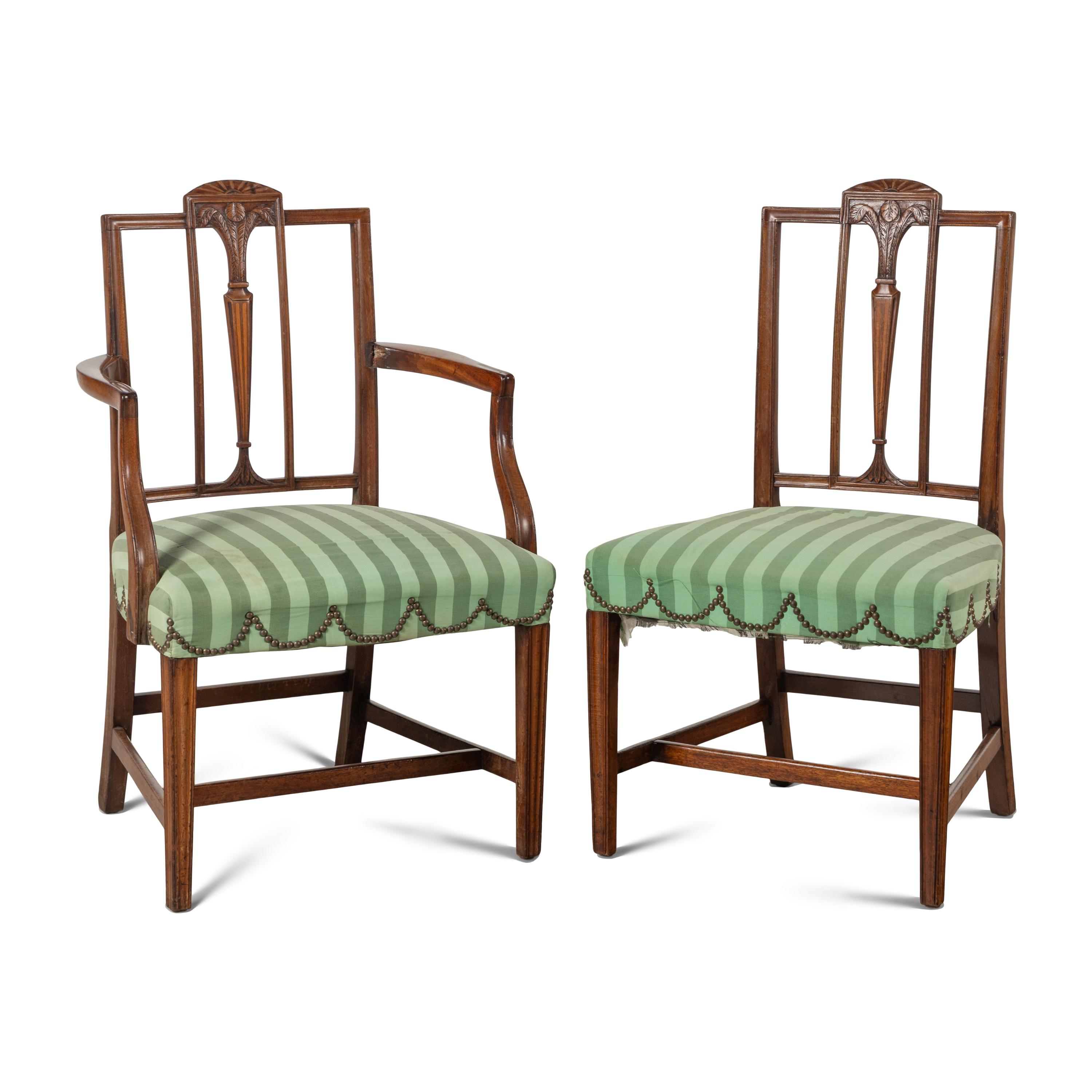 A Set of Nine George III Mahogany Dining Chairs