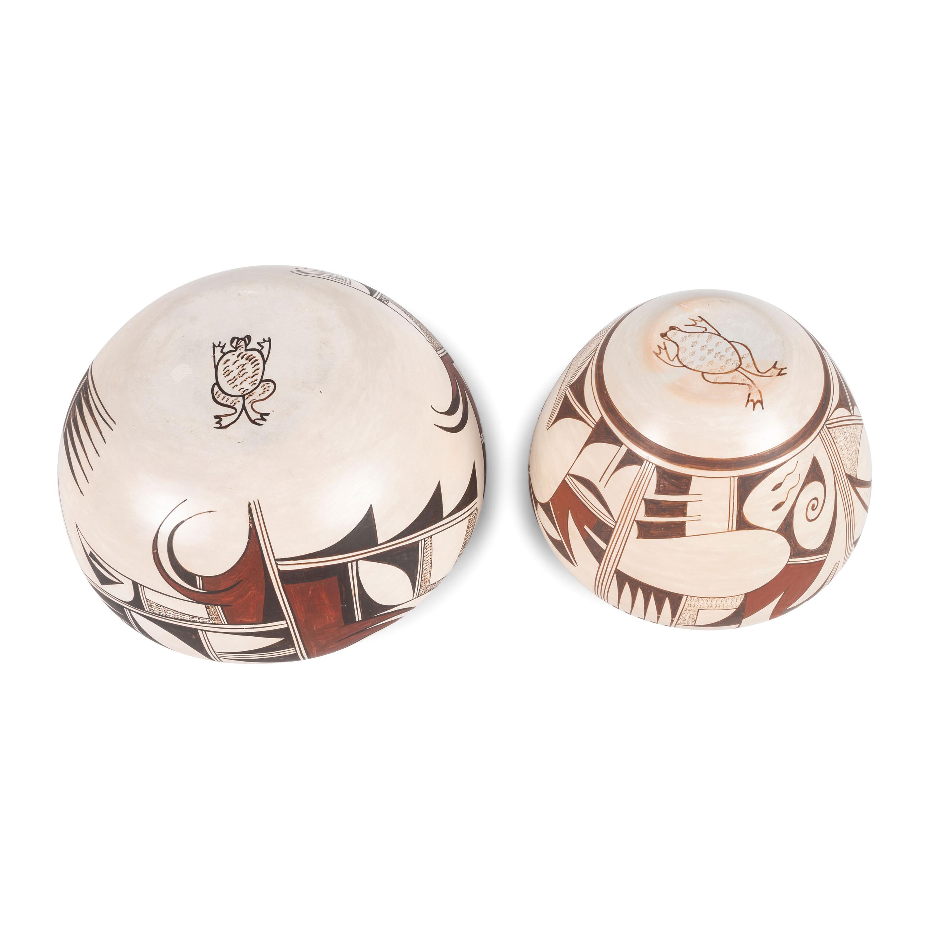 Pair of Polychrome Pottery Jars