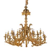 A Large Louis XVI Style Gilt Bronze Eighteen-Light Chandelier