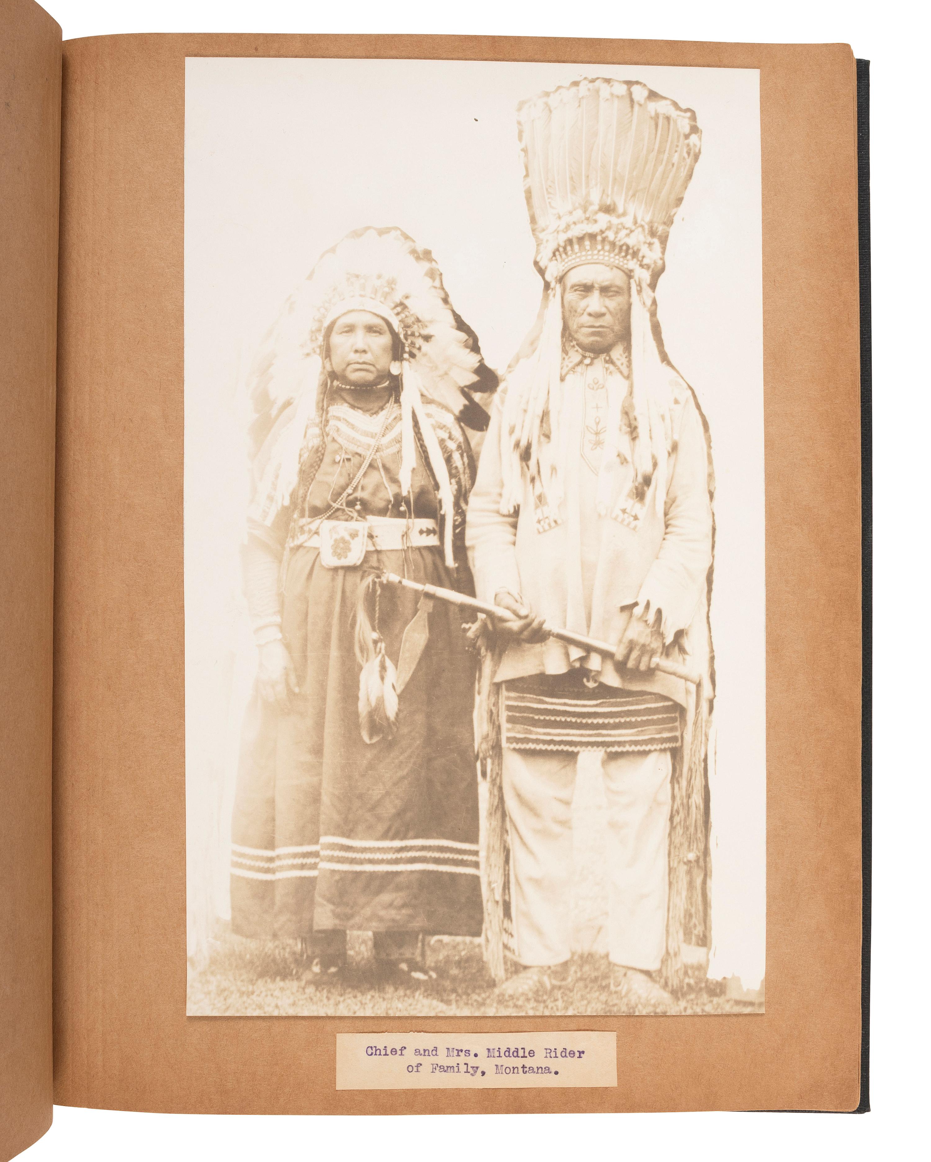 [NATIVE AMERICANS]. Album of 18 photographs of Blackfeet Chiefs, incl. Two Guns White Calf.