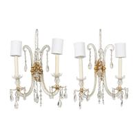 A Pair of Cut Glass Two-Light Sconces