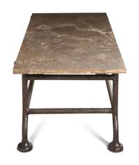 A Contemporary Cast Metal Stone-Top Cocktail Table