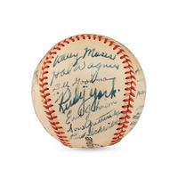 A 1947 Boston Red Sox Team Signed Autograph Baseball Featuring Ted Williams and Multiple Hall of Famers (PSA Letter of Authenticity),