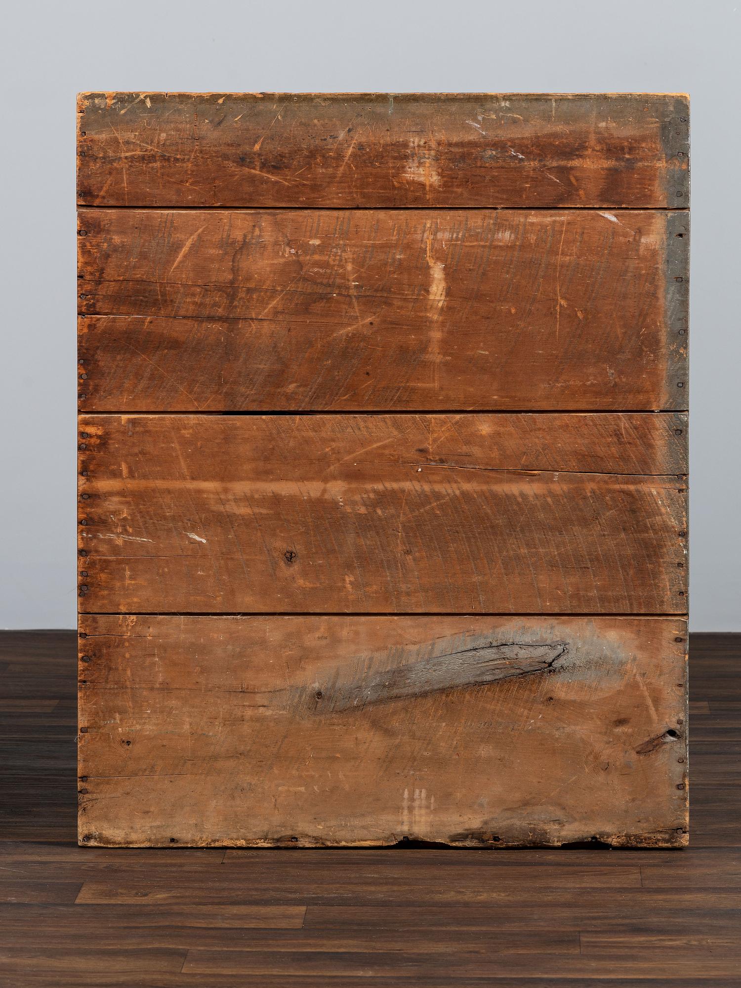 A Country Blue Painted Pine Grain Box