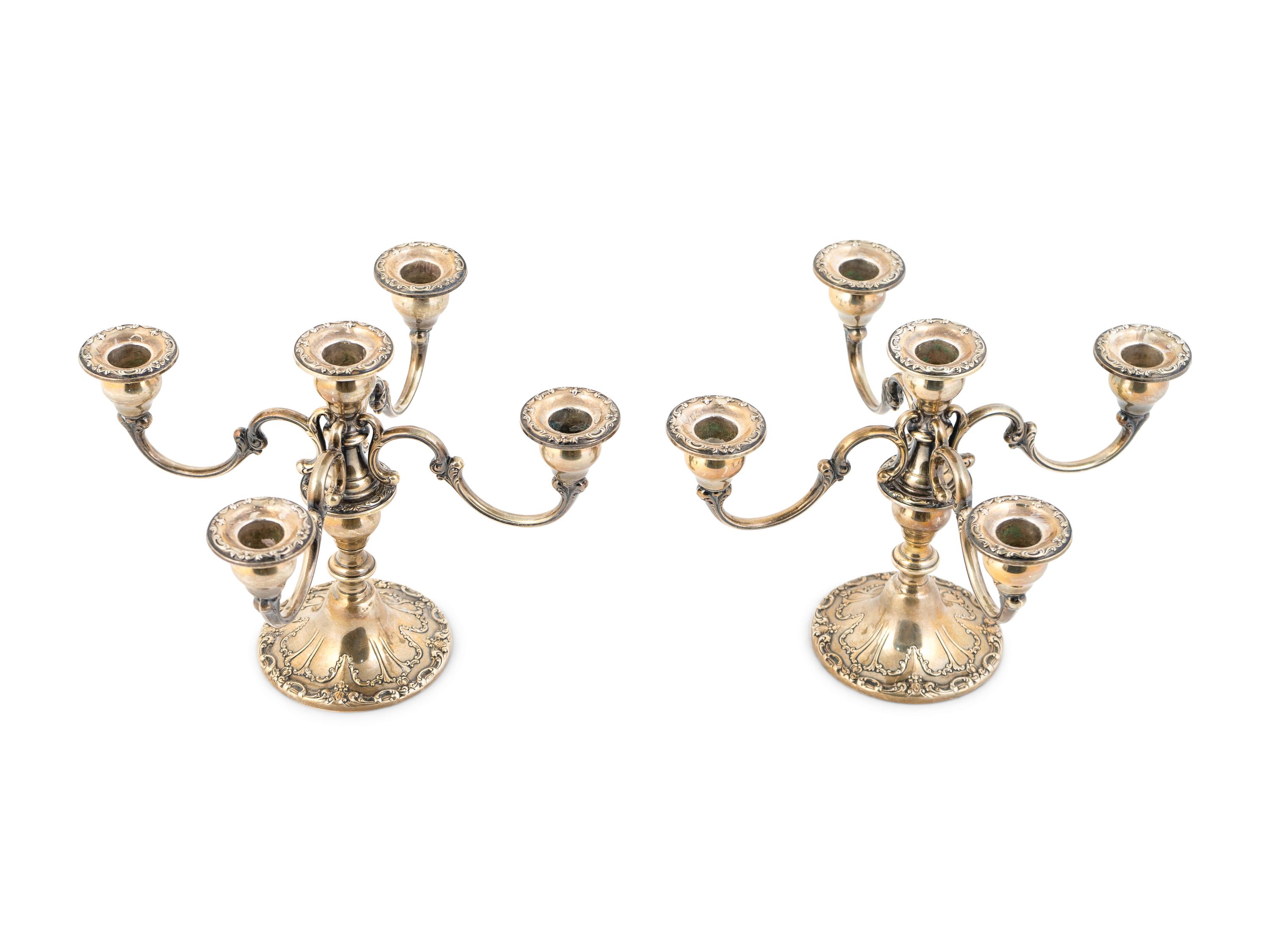 A Pair of Gorham Weighted Silver Candelabra