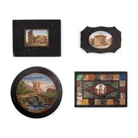 Four Grand Tour Micromosaic and Slate Paperweights