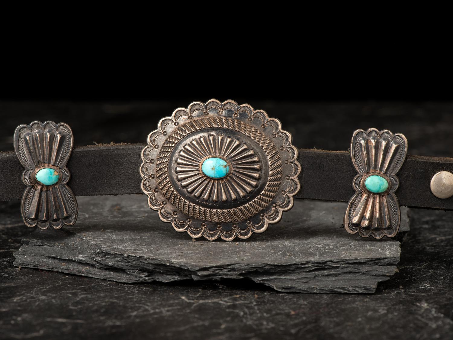 Navajo Silver and Turquoise Third Phase Concha Belt