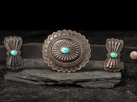 Navajo Silver and Turquoise Third Phase Concha Belt