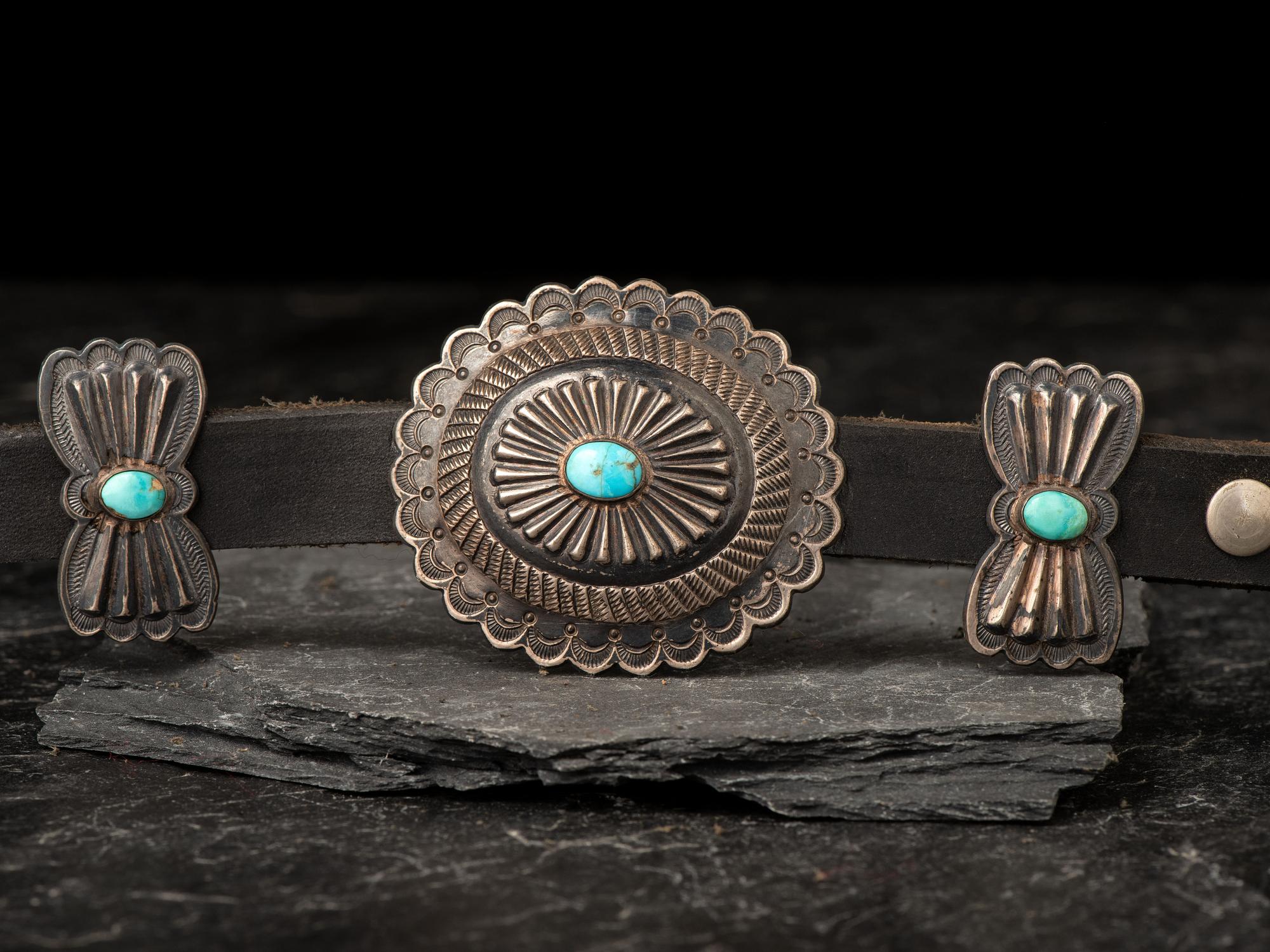 Navajo Silver and Turquoise Third Phase Concha Belt
