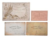 [CIVIL WAR]. A group of 4 printed tickets and cards, highlighted by Ellsworth's Terpsichorean Club Membership Certificate.