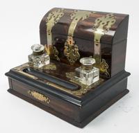 An English Brass Banded Rosewood Letter Box Width 12 inches. — 19TH CENTURY