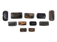 A Collection of Victorian Horn and Papier Mache Snuff Boxes