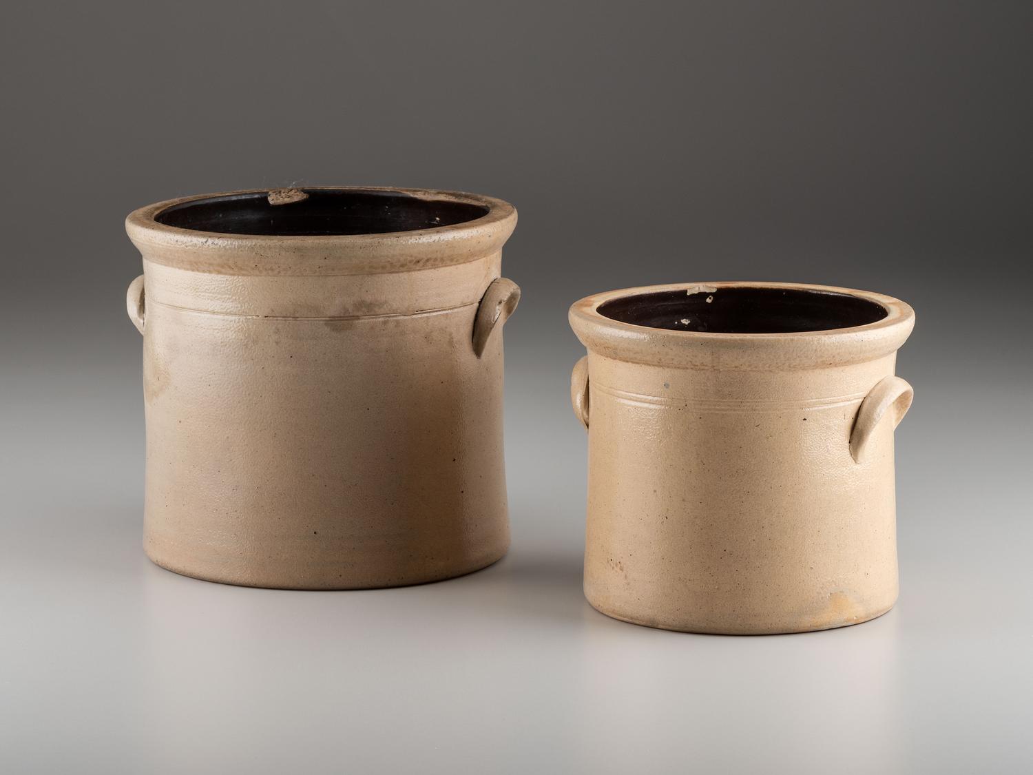 Two Norton Cobalt Decorated Stoneware Crocks