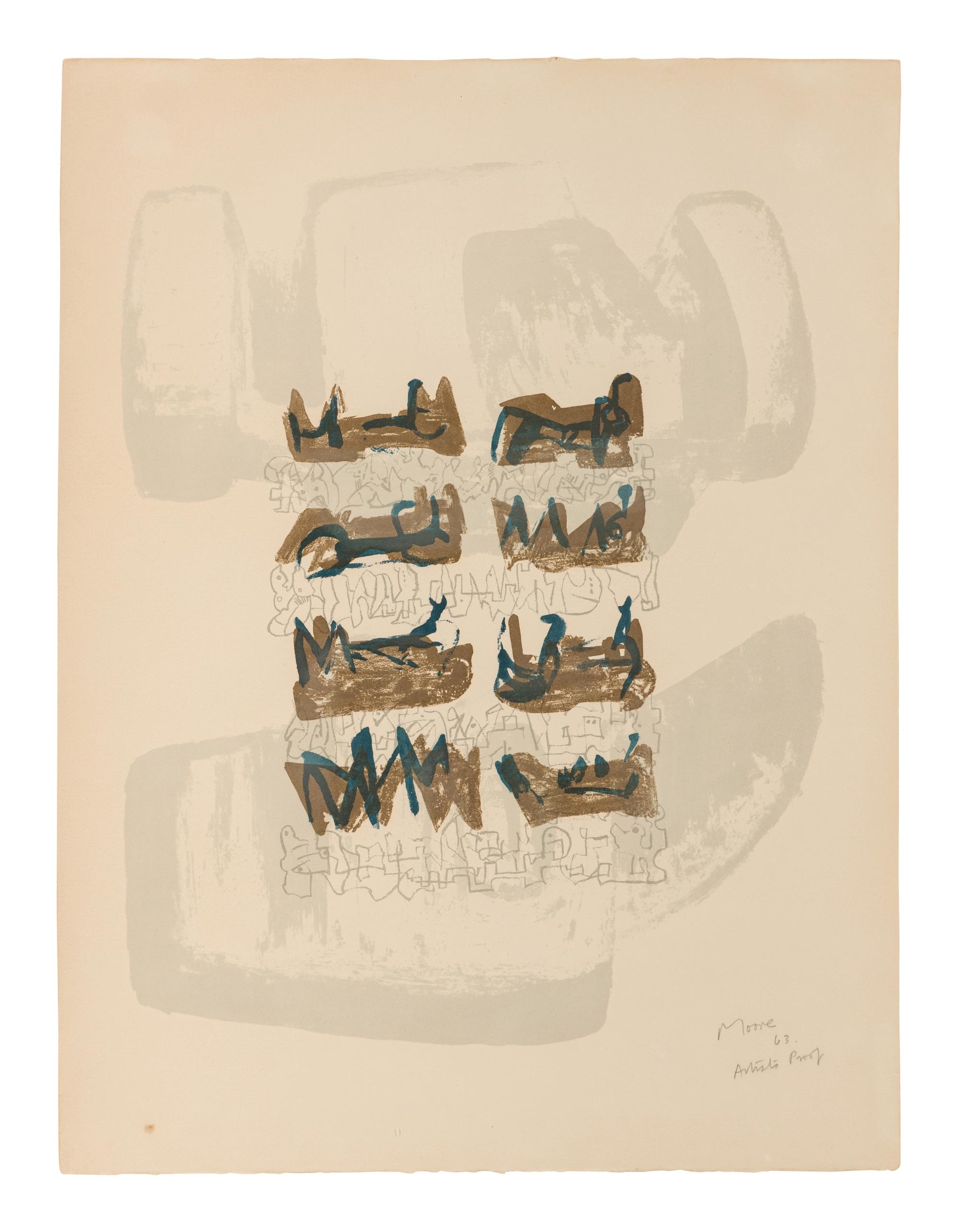 Eight Reclining Figures on a Rock Background , 1963