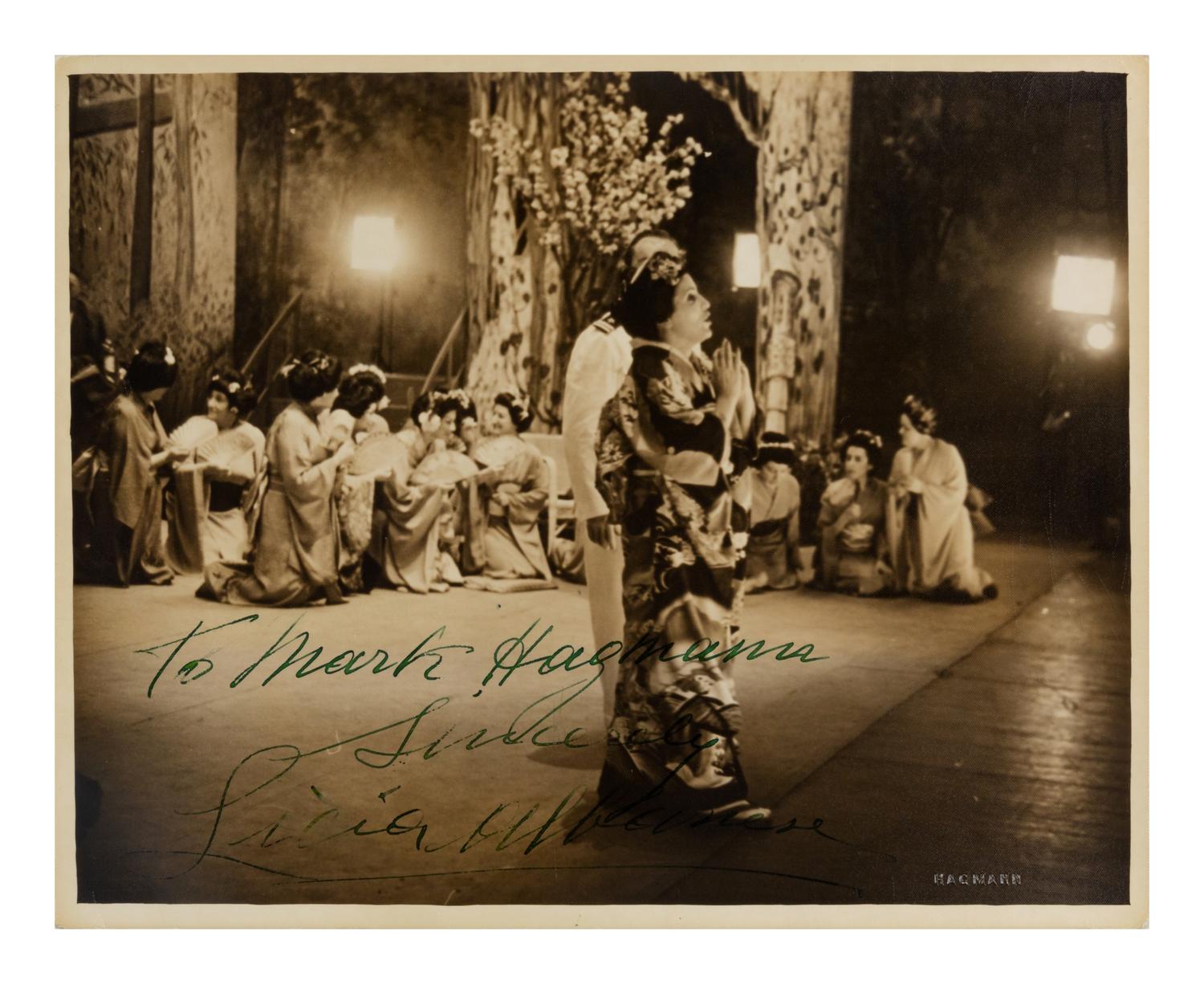 [20TH-CENTURY OPERA SINGERS]. A group of 7 photographs of opera singers from the 1950s-1960s, most signed, comprising images of: