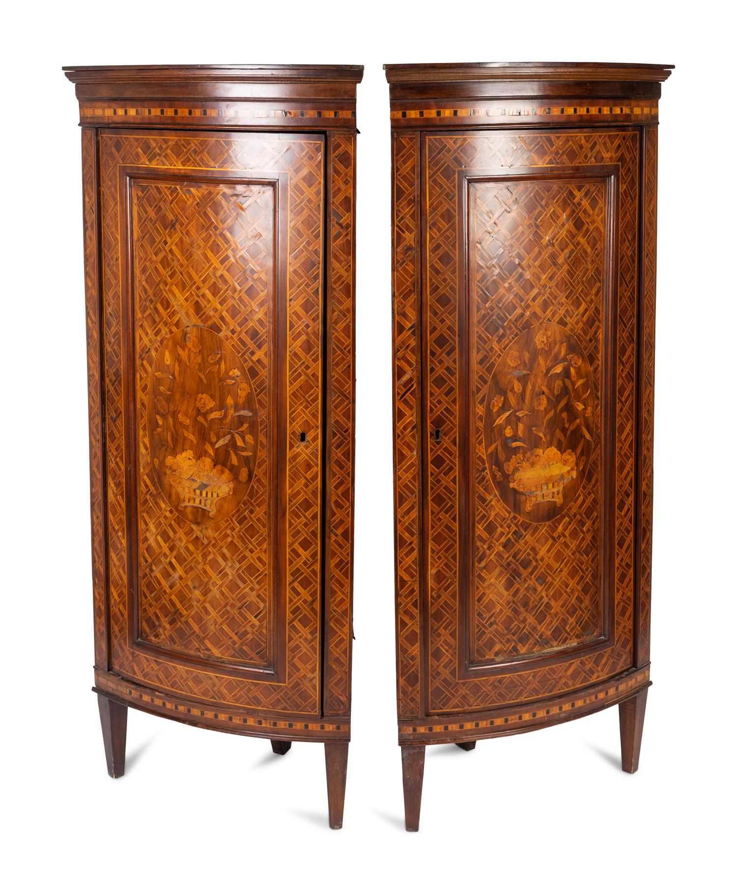 A Pair of Louis XVI Style Mahogany Corner Cabinets — LAST QUARTER 19TH CENTURY