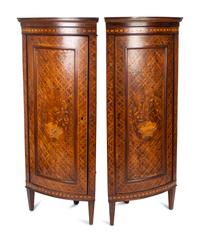 A Pair of Louis XVI Style Mahogany Corner Cabinets — LAST QUARTER 19TH CENTURY