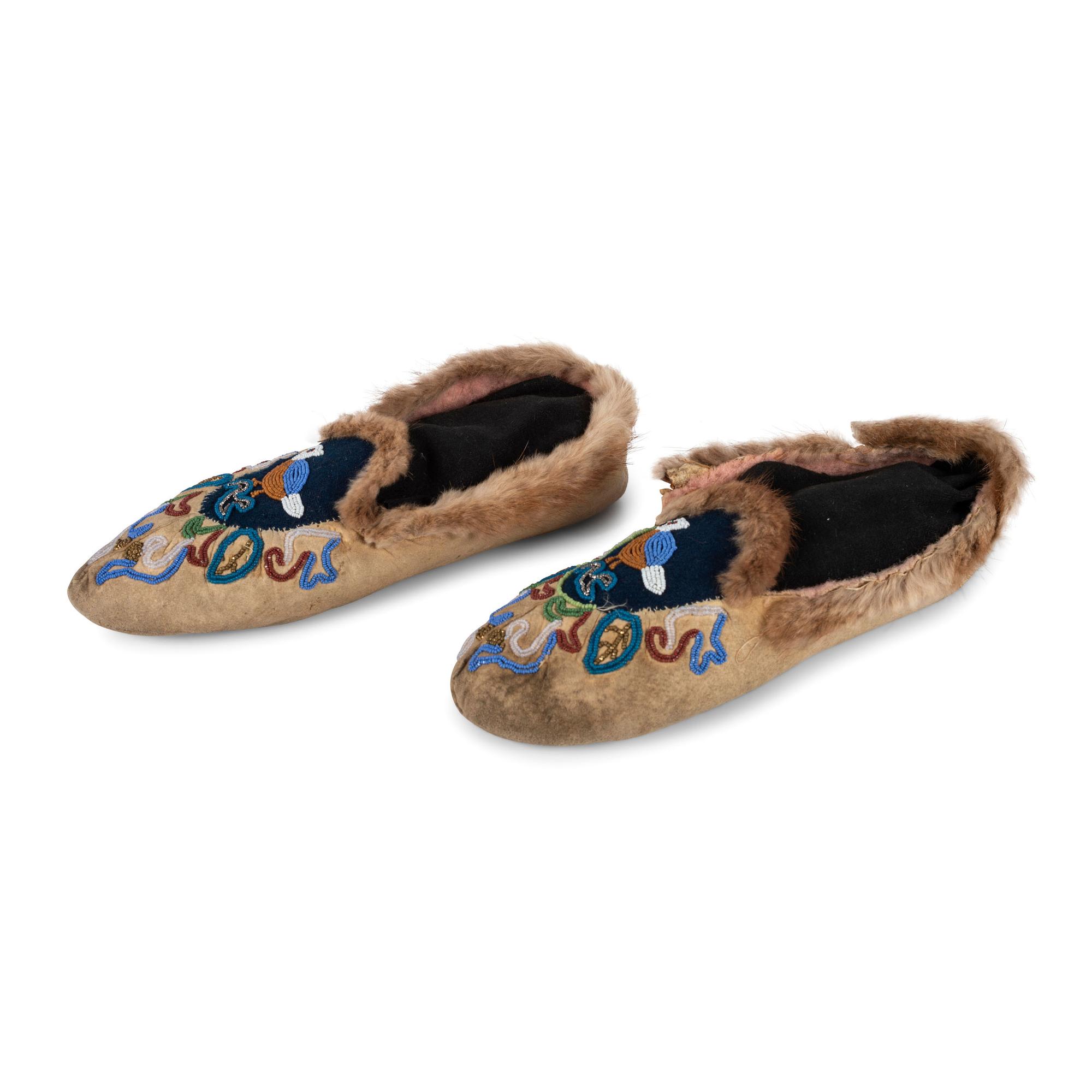 Tlingit and Tahltan Beaded Hide Moccasins