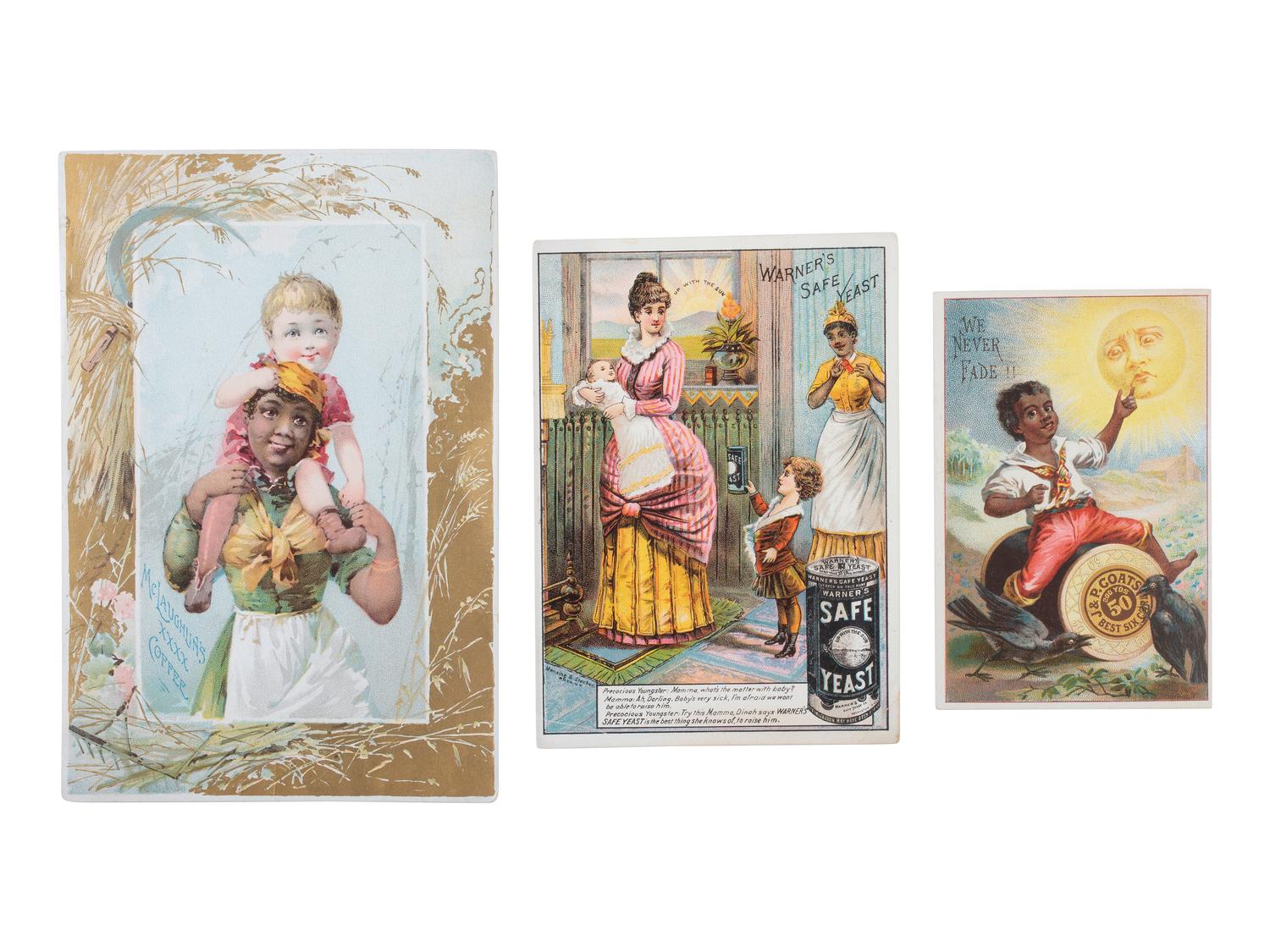 [ADVERTISING]. A collection of 117 trade cards featuring African American subjects. Late 19th-early 20th century.