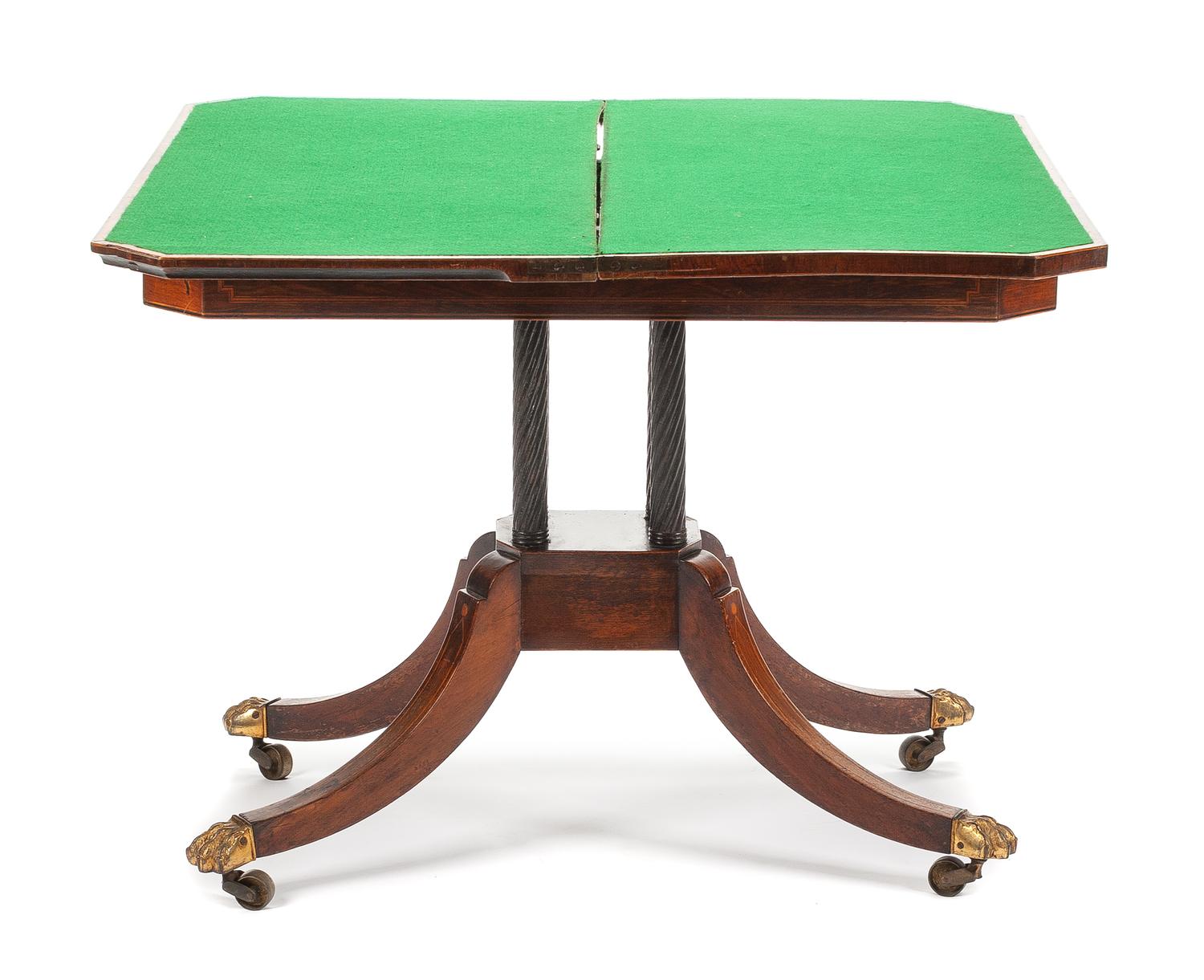 An American Classical Style Mahogany Banded Game Table Height 28 x width 36 x depth 18 inches. — LATE 19TH CENTURY